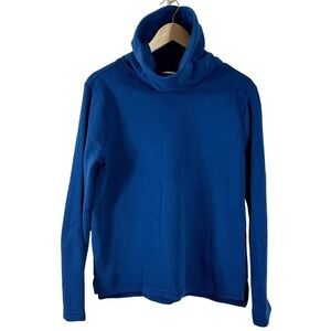 J. Crew Women's Pullover Sweatshirt Blue Cotton Cowl Neck‎ Fleece Sweater Size S